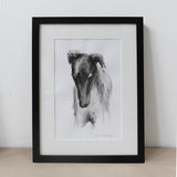 Sighthound "Focus"  ink wash drawing -Framed ORIGINAL