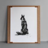 German Shepherd GSD charcoal drawing - ORIGINAL