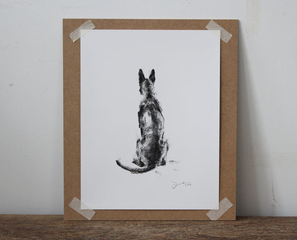 SOLD Malinois charcoal drawing - ORIGINAL