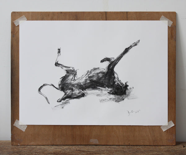 SOLD "In Blissful Repose" Charcoal sketch ORIGINAL drawing - Large