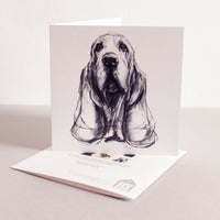 Basset hound drawing  art card