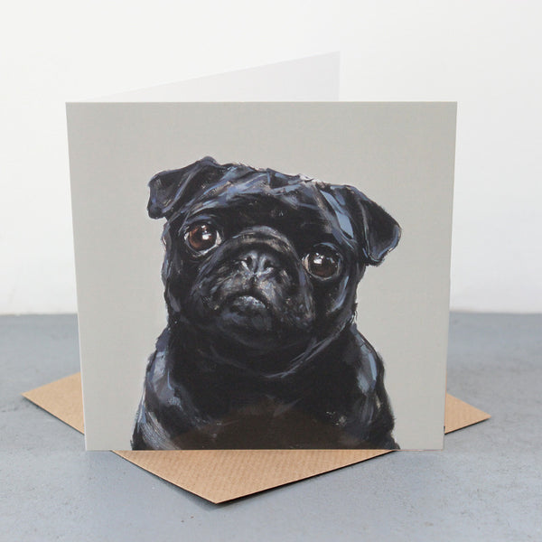 Black Pug Fine art card