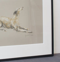 SOLD "Blissful" whippet pastel ORIGINAL dog drawing FRAMED