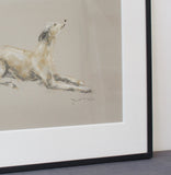 SOLD "Blissful" whippet pastel ORIGINAL dog drawing FRAMED