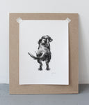 SOLD - Dachshund Wagging Charcoal sketch ORIGINAL