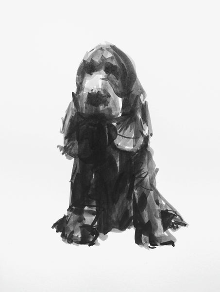 SOLD Cocker Spaniel Ink on Paper - Original Drawing