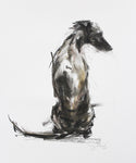 SOLD - Whippet Sitting pastel sketch 2
